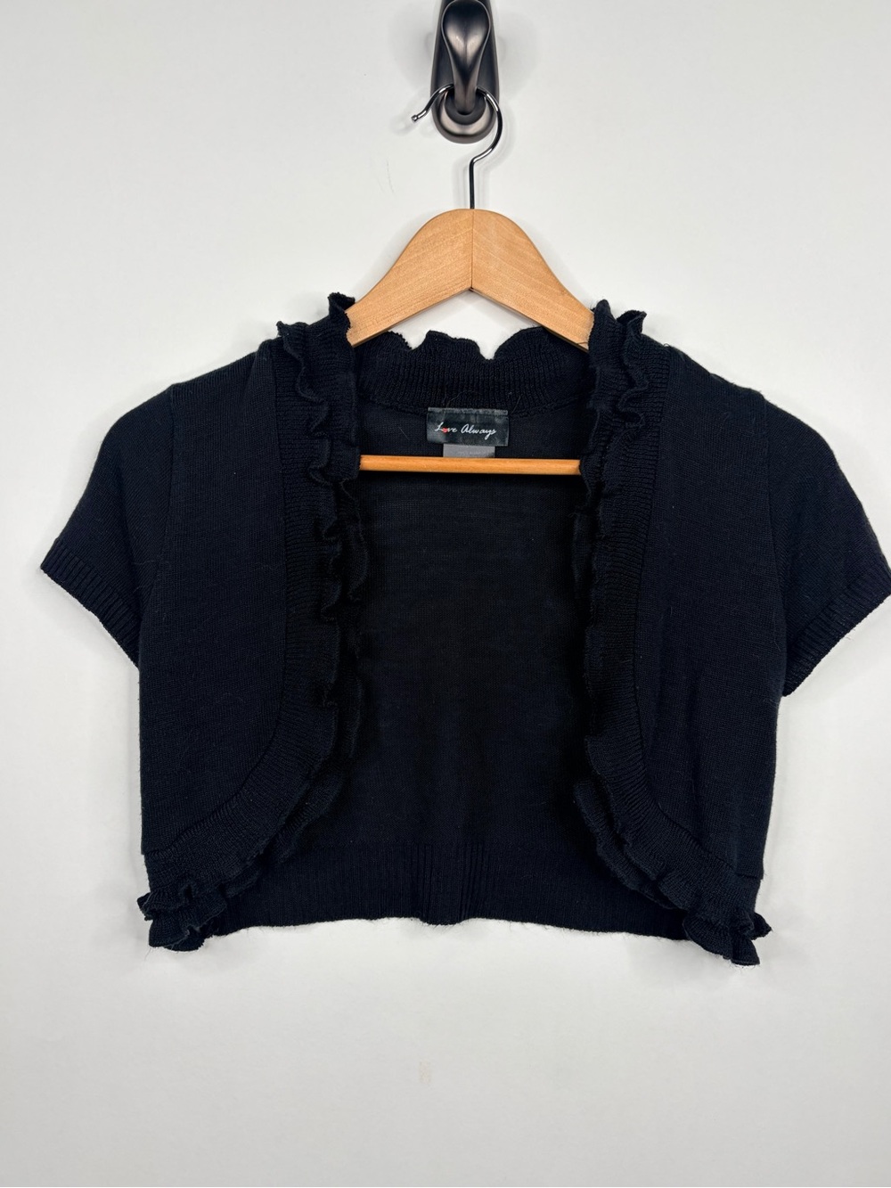 Love Always Black Ruffled Short-Sleeve